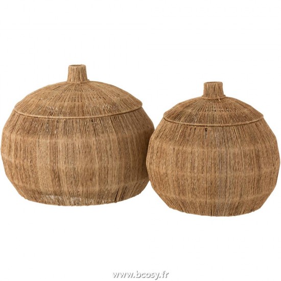 J-Line paniers de rangement Jolipa Jline Set 2 Paniers Dantya Arrondis Jute Naturel