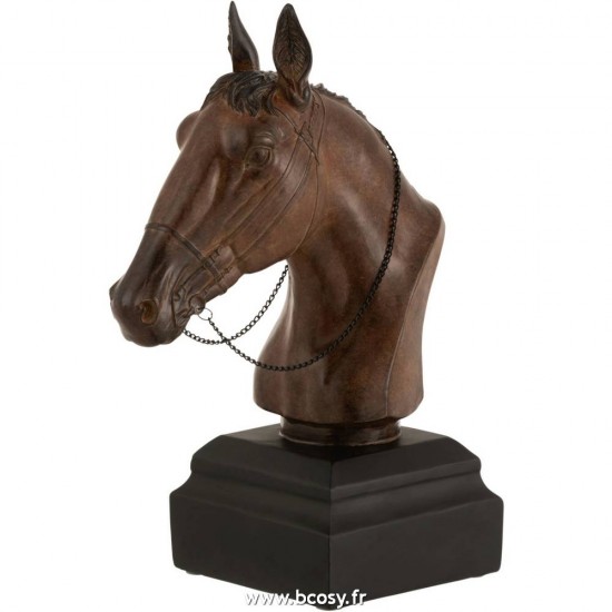 J Line Tete De Cheval Resine Marron L25xB15xH36 cm Jline 16037 by Jolipa 16037