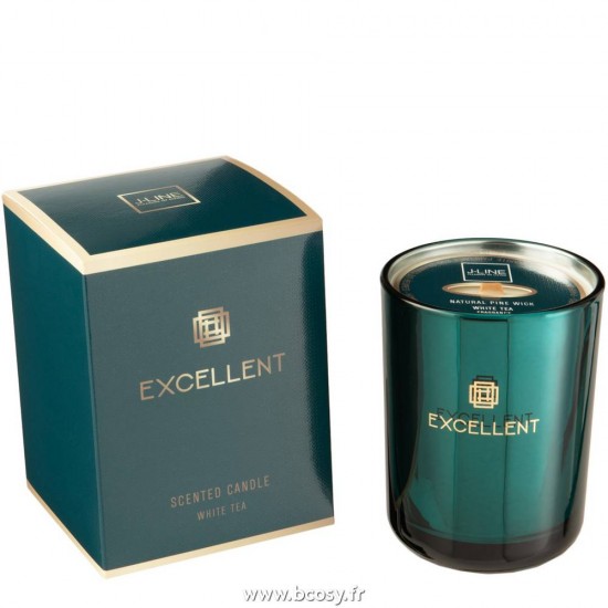 J Line Bougie Parfumee Excellent White Tea Petrole Small 50 Heures L9xB9xH12 cm Jline 16106 by Jolipa 16106