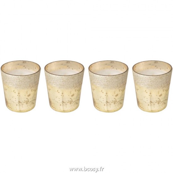 J Line Boite De 4 Bougie Parfumee Deluxe Verre Or L6xB6xH6 cm Jline 16126 by Jolipa 16126