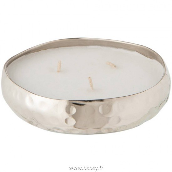 J Line Bougie Parfumee Livia Metal Argent Small L13xB13xH3 cm Jline 16138 by Jolipa 16138