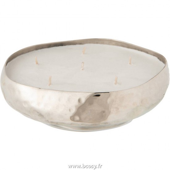 J Line Bougie Parfumee Livia Metal Argent Medium L19xB19xH4 cm Jline 16139 by Jolipa 16139