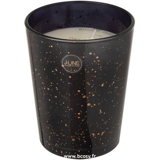 J Line Bougie Parfumee Portofino Verre Noir Or Small L13xB13xH16 cm Jline 16153 by Jolipa 16153