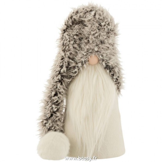 J Line Pere Noel Hiver Resine Textile Gris Small L22xB22xH44 cm Jline 16930 by Jolipa 16930