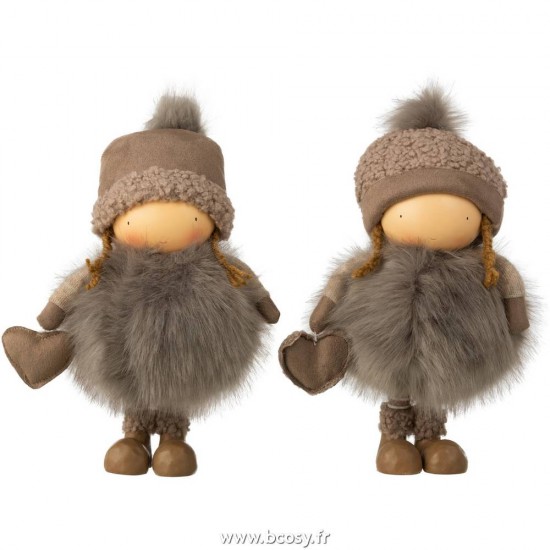 J-Line filles statuettes Jolipa J Line Jline Fille Hiver Coeur Resine Gris Large Assortiment De 2