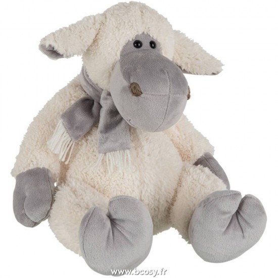 J-Line mouton moutons en peluche peluches Jolipa J Line Jline Mouton Echarpe Peluche Ecru Gris Large