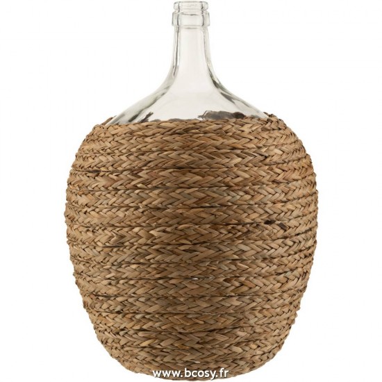 J-Line vases Jolipa Jline Bouteille Couverte Paille Verre Naturel Large