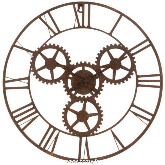 J-Line horloges murales Jolipa J Line Jline Horloge Chiffres Romains Roues Metal Rouille