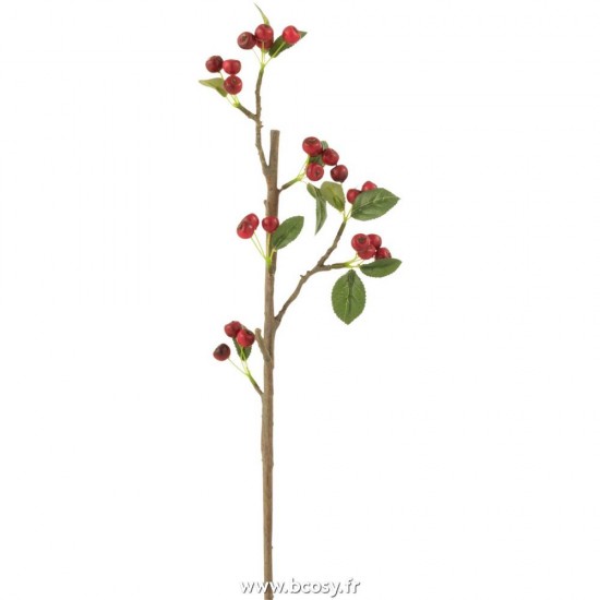 J Line Branche Baies Fines Plastique Rouge Vert Small L13xB5xH45 cm Jline 17205 by Jolipa 17205