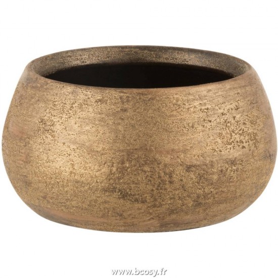 J Line Cachepot Irregulier Bas Rugueux Ceramique Or L20xB20xH10 cm Jline 17863 by Jolipa 17863