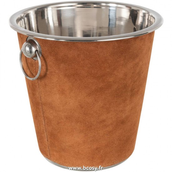 J Line Seau A Glace Rond Cuir Cognac L25xB14xH22 cm Jline 17922 by Jolipa 17922