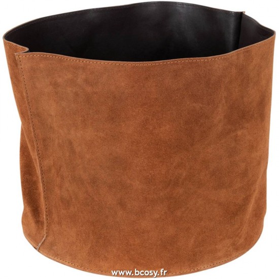 J Line Panier De Rangement Rond Bas Cuir Cognac L25xB30xH2 cm Jline 17924 by Jolipa 17924