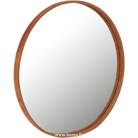 J Line Miroir Rond Cuir Cognac Large L60xB60xH3 cm Jline 17926 by Jolipa 17926