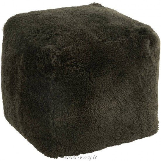 J-Line poufs Jolipa J Line Jline Pouf Carre Peau De Mouton Vert