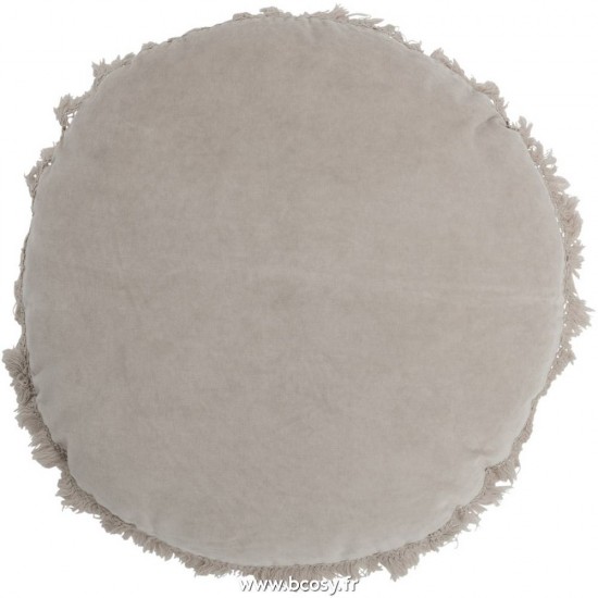 J-Line coussins Jolipa J Line Jline Coussin Rond Velours Coton Lin Gris