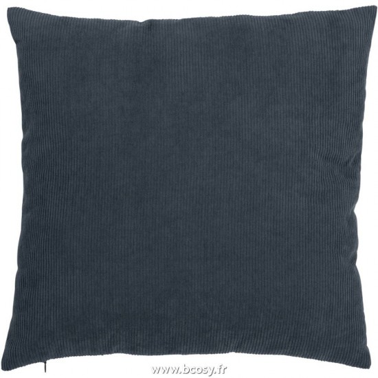 J-Line coussins Jolipa J Line Jline Coussin Nervure Carre Velours Gris Bleu