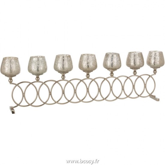 J-Line photophores Jolipa J Line Jline Photophore 8 Anneaux Craquele Verre Nickel