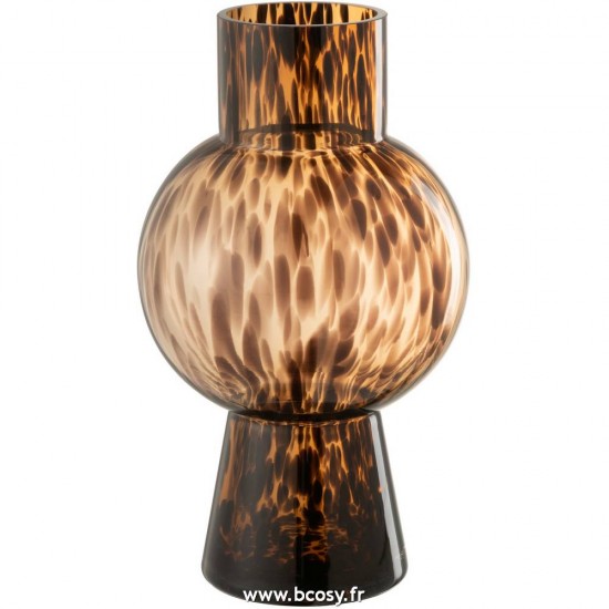 J Line Vase Boule Pois Marron Verre Medium L18xB18xH31 cm Jline 18634 by Jolipa 18634