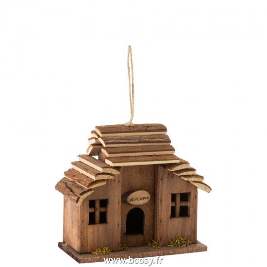 J Line Nichoir Welcome Bois de Sapin Marron L24xB12xH22 cm Jline 20112 by Jolipa 20112