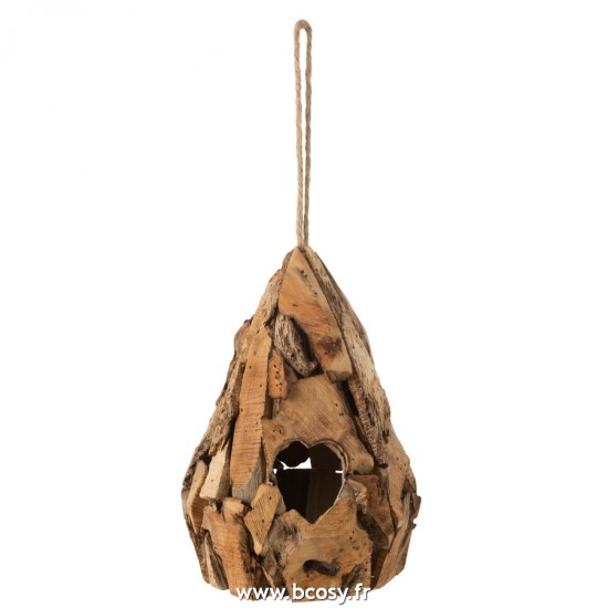 J Line Bird House Drop Shape Wood Brown L20xB20xH28 cm Jline 20129 by Jolipa 20129