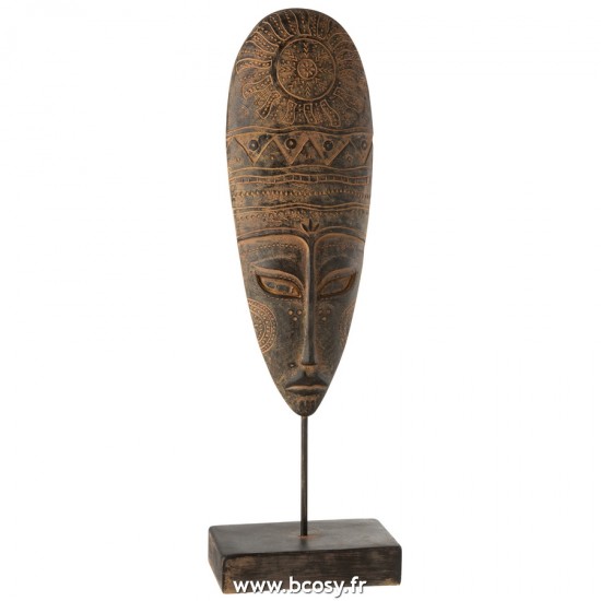 J-Line mascres statuettes Jolipa J Line Jline Tete Longue Ethnique Magnesium Brun Beige