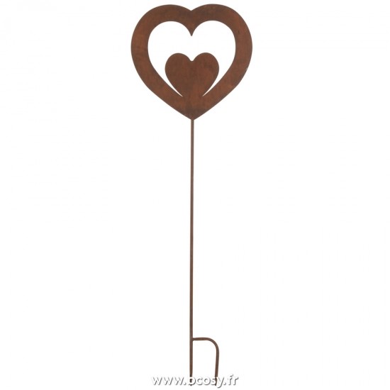 J Line decoration Jardin Cœur Dans Cœur Metal Rouille L32xH100 cm Jline 20196 by Jolipa 20196