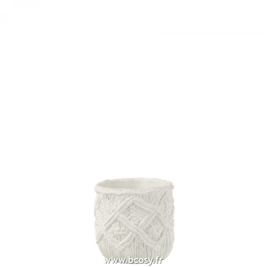J Line Flowerpot Checkered Cement White Small L16xB16xH15 cm Jline 20286 by Jolipa 20286