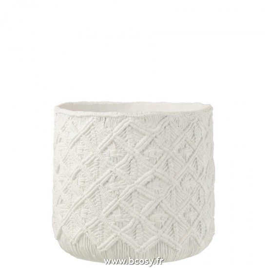 J-Line cachepots de fleur Jolipa J Line Jline Flowerpot Checkered Cement White Large