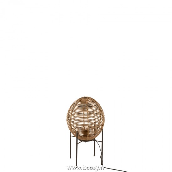 J-Line Éclairage Armatures Luminaires D'intérieur Pieds De Lampe Avec Abat Jour Lampes De Table Jolipa J Line Jline Lampe De Chevet Avec Cadre Metal Rotin Naturel