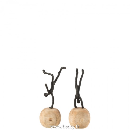 J Line Figurine debout Sur Pied Manguier Aluminiium Noir L12xB12xH29 cm Jline 20801 by Jolipa 20801 Assortiment de 2 pcs