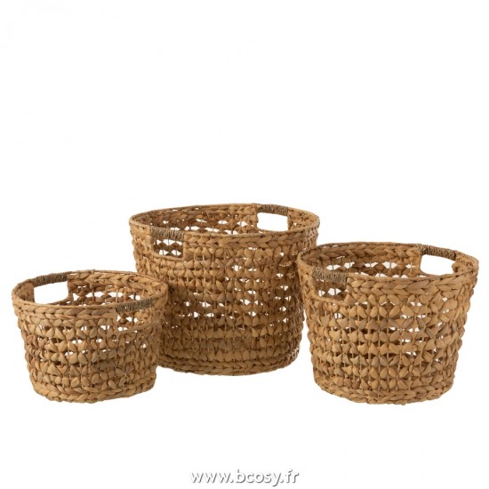 J-Line paniers de rangement Jolipa J Line Jline Set De 3 Paniers Jacinthe D Eau Naturel