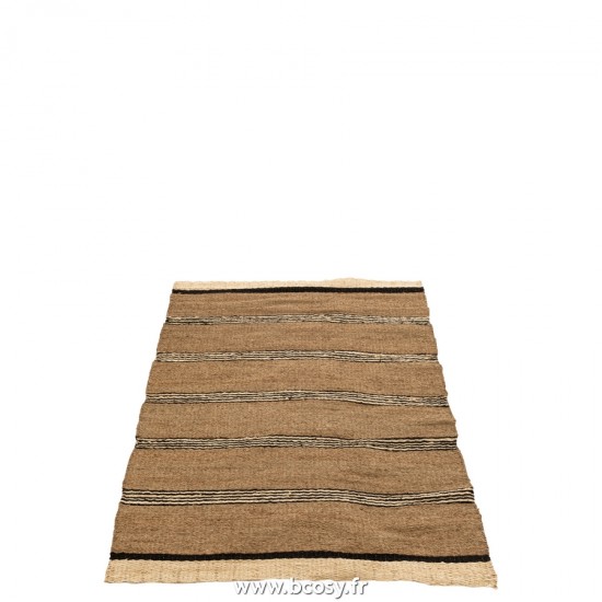 J-Line tapis moquettes Jolipa J Line Jline Tapis Tresse Zostere Feuille De Palme Naturel Noir