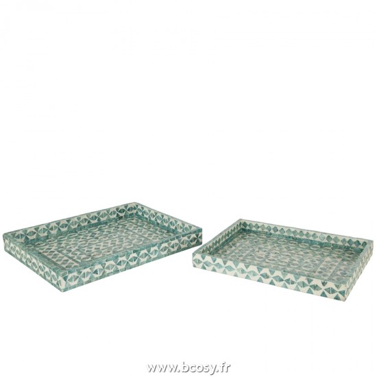 J-Line Jolipa J Line Jline Set De 2 Plateau Perle Azur