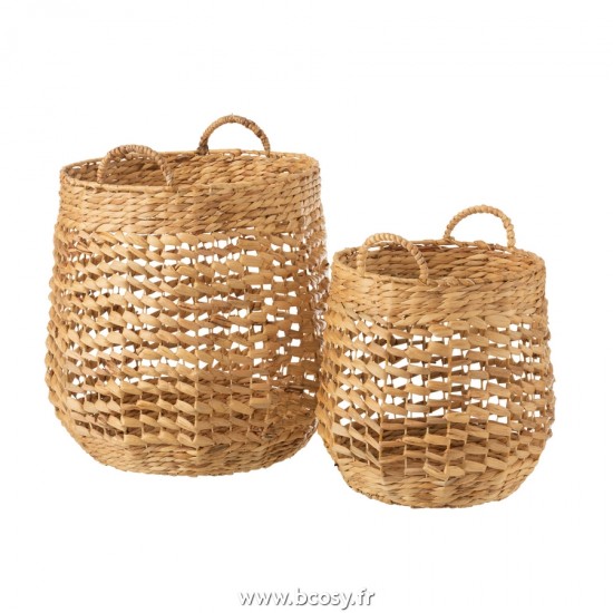 J-Line paniers de rangement Jolipa J Line Jline Set De 2 Paniers Jacinthe D Eau Naturel