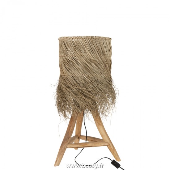 J-Line Éclairage Armatures Luminaires D'intérieur Pieds De Lampe Avec Abat Jour Lampes De Table Jolipa J Line Jline Lampe Rafi Herbes Teck Naturel