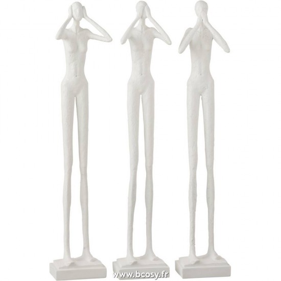 J Line Figure Entendre Voir Se Taire Resine Blanc Jline 2105 by Jolipa 2105 Assortiment de 3 pcs