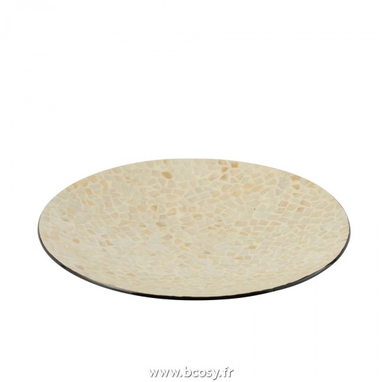 J-Line plats Jolipa J Line Jline Plat Nuye Rond Mosaique Papier Ivoire