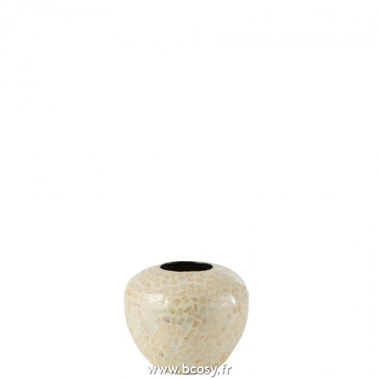 J Line Vase Nuye Boule Mosaique Bambou Ivoire L26xB26xH21 cm Jline 21134 by Jolipa 21134