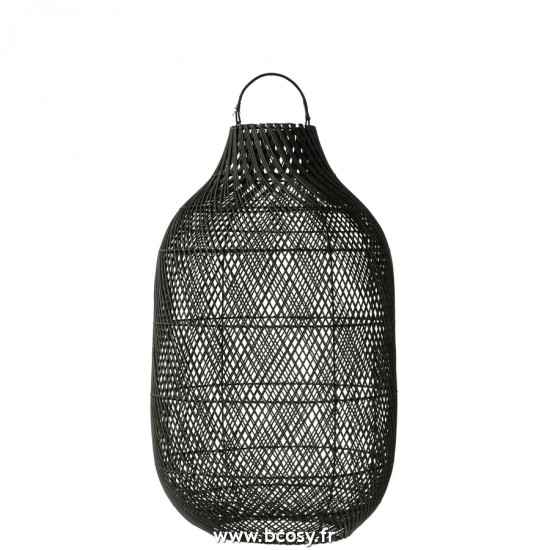 J Line Lanterne Cylindre Xl Rotin Noir L40xB40xH75 cm Jline 21170 by Jolipa 21170