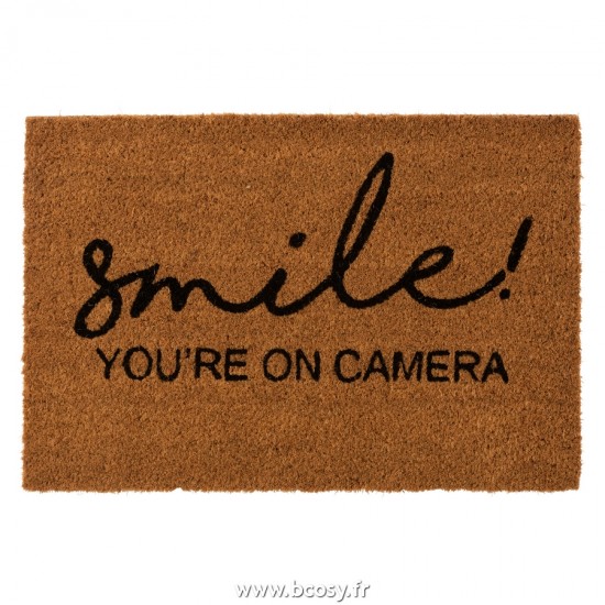 J Line Paillasson Smile Coco Naturel Noir L60xB40xH2 cm Jline 21361 by Jolipa 21361