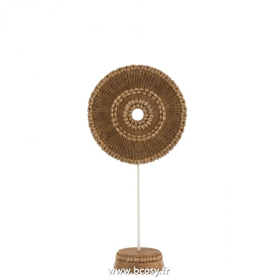 J Line Cercle Pied Resine Blanc Marron Small L24xB13xH49 cm Jline 21512 by Jolipa 21512