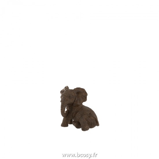 J Line Elephant Couche Resine Marron Fonce L19xB14xH18 cm Jline 21532 by Jolipa 21532