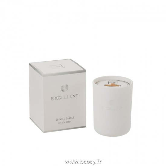 J Line Bougie Parfumee Excellent Verre Blanc Small 50H L9xB9xH12 cm Jline 21656 by Jolipa 21656