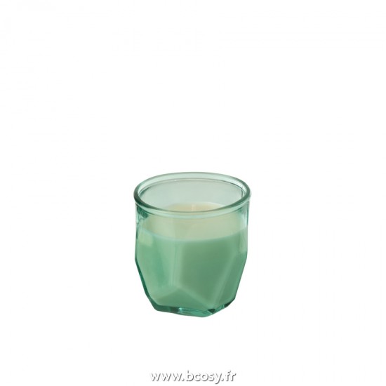 J Line Bougie Origami Verre Aqua L9xB9xH9 cm Jline 21725 by Jolipa 21725
