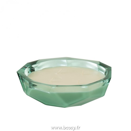 J Line Bougie Plat Origami Verre Aqua Small L25xB25xH8 cm Jline 21726 by Jolipa 21726