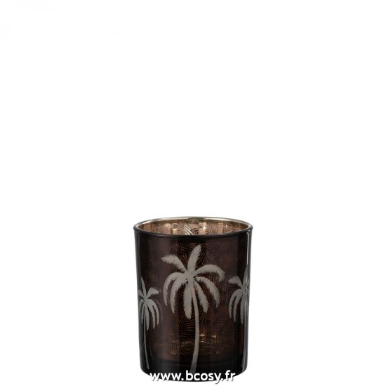 J-Line photophores Jolipa J Line Jline Photophore Feuilles De Palmier Verre Marron Medium