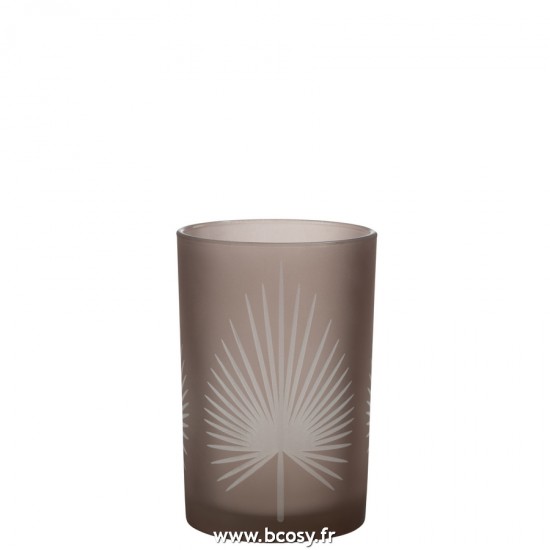 J-Line photophores Jolipa J Line Jline Photophore Feuilles De Palmier Verre Beige Large