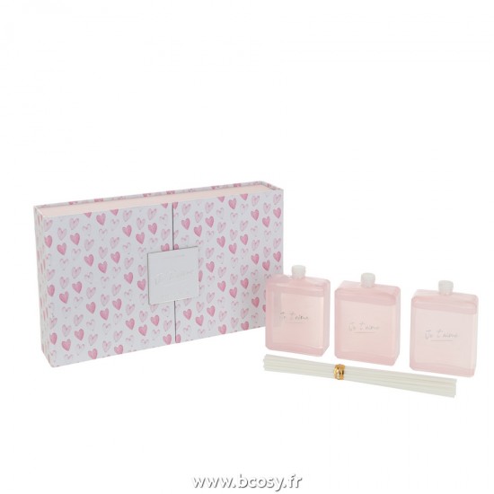 J-Line diffuseurs de parfums Jolipa J Line Jline Boite De 3 Huiles Parfumees Batons Je T Aime Rose