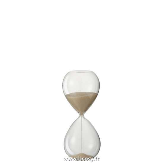 J Line Sablier decoratif Verre Sable Beige Small L8xB8xH20 cm Jline 22134 by Jolipa 22134
