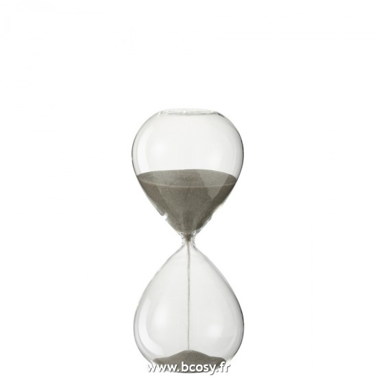 J Line Sablier decoratif Verre Sable Gris Medium L10xB10xH25 cm Jline 22138 by Jolipa 22138